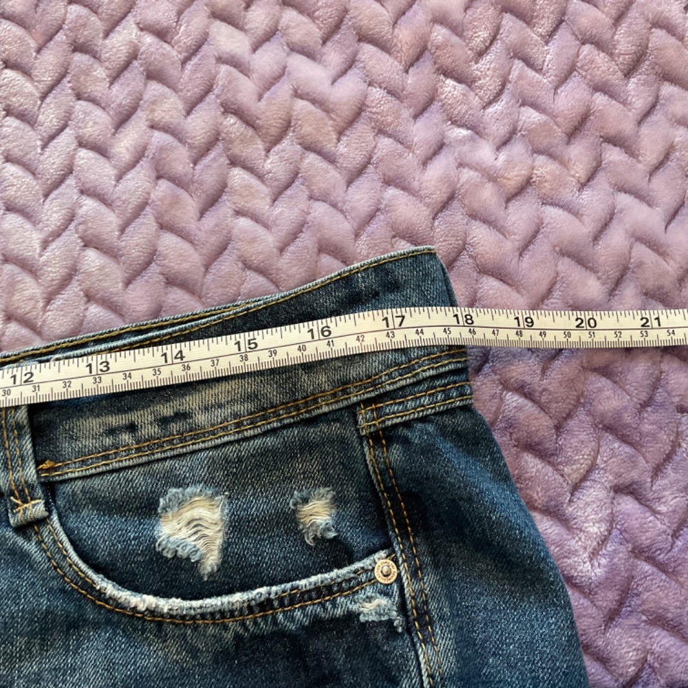 Zara Trafaluc Distressed Jean Shorts - Dark‎ Wash - Size 10 - Picture 10 of 12